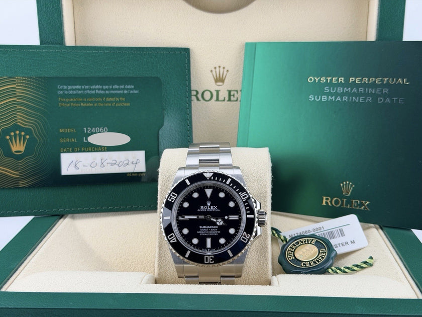 2024 Rolex Submariner No Date 124060 41mm Black Ceramic Steel Box Pape