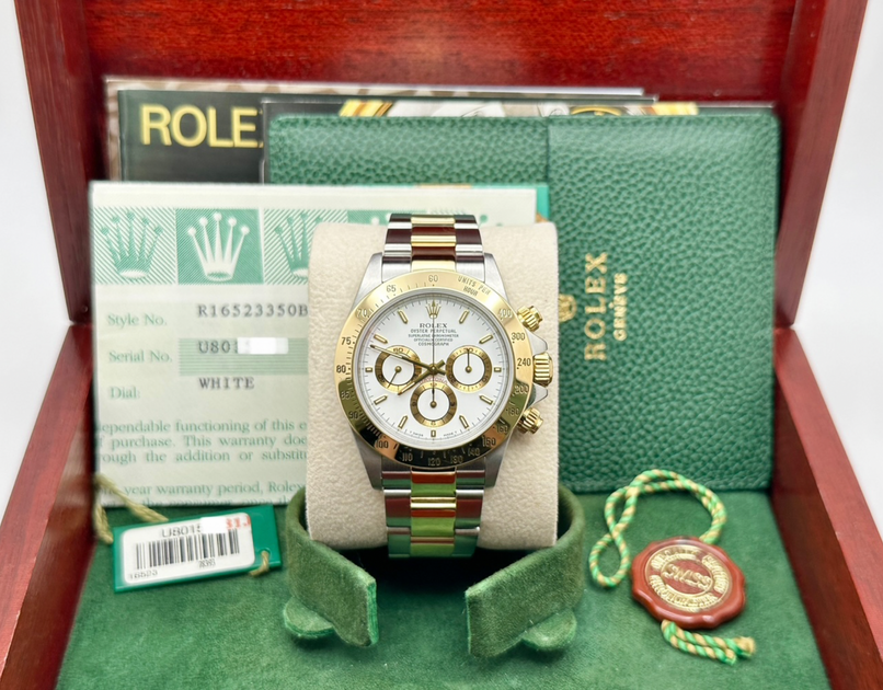 Rolex Daytona Zenith 16523 White Dial 18K Yellow Gold Stainless Steel