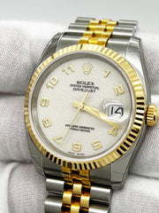 Rolex 116233 Datejust Arabic Jubilee Dial 18K Yellow Gold Steel Partial STICKERS