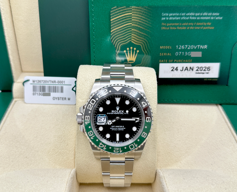2026 Rolex GMT Master II Sprite 126720VTNR Black and Green Bezel Steel