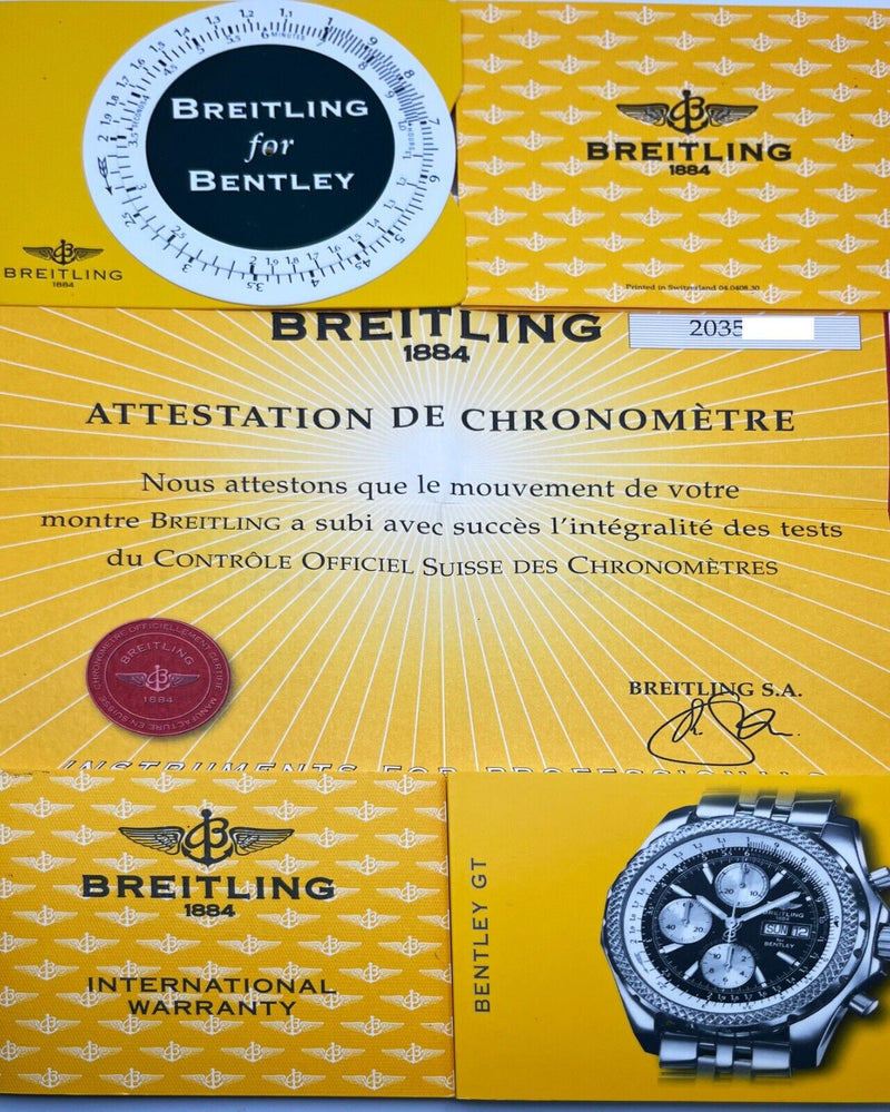 Breitling A13362 Bentley Motors GT White Dial Stainless Steel Box Papers
