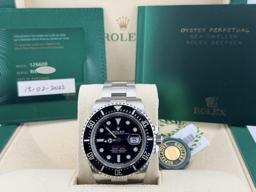2022 Rolex Sea Dweller Red Letters 126600 43mm Black Dial Steel Box Pa