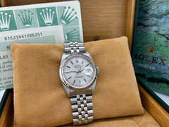 Rolex Datejust 16234 36mm Silver Dial 18K White Gold Stainless Steel Box Paper