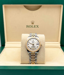 Rolex Datejust Midsize 31mm 178273 Silver Diamond VI 18K Gold Steel Box Paper