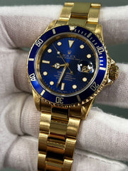 Rolex Submariner 16618 Blue Dial 18K Yellow Gold Original Box