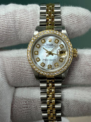 Rolex Ladies Datejust 79173 MOP Diamond Dial Bezel 18K Yellow Gold Steel 26mm