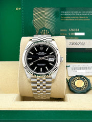 Rolex Datejust 41 126334 Black Dial Steel 18K White Gold Jubilee Box Paper 2022