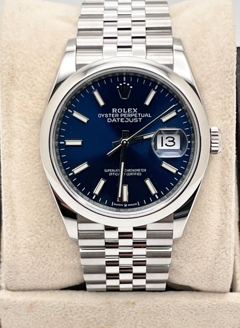 Rolex 126200 Datejust Jubilee 36mm Blue Dial Stainless Steel Box Paper 2021