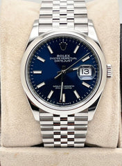 Rolex 126200 Datejust Jubilee 36mm Blue Dial Stainless Steel Box Paper 2021