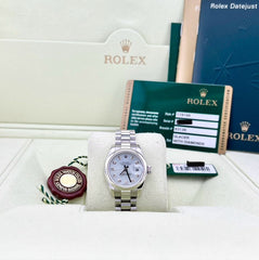 Rolex Ladies President Platinum 179166 Glacier Diamond Dial Box Papers