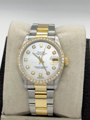 Rolex 68273 Midsize 31mm Datejust MOP Diamond Dial Diamond Bezel 18K Gold Steel