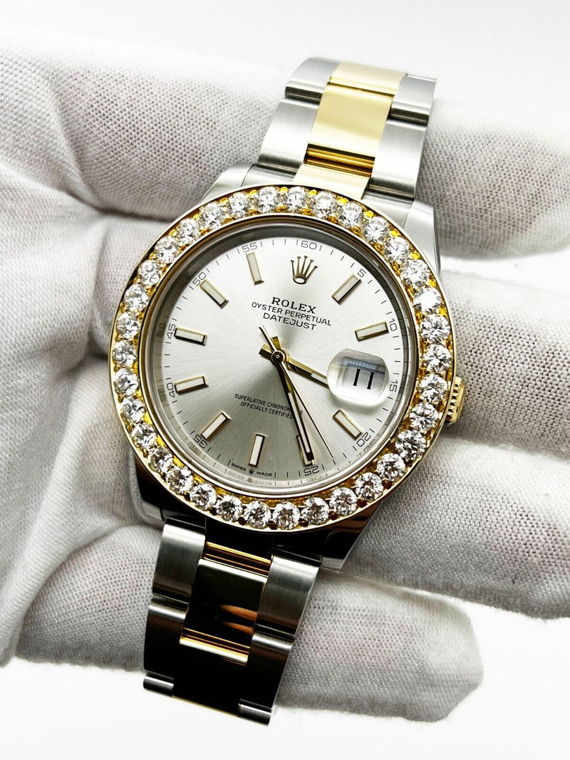 Rolex 126333 Datejust 41 Silver Dial Diamond Beze18K Yellow Gold Stainless Steel