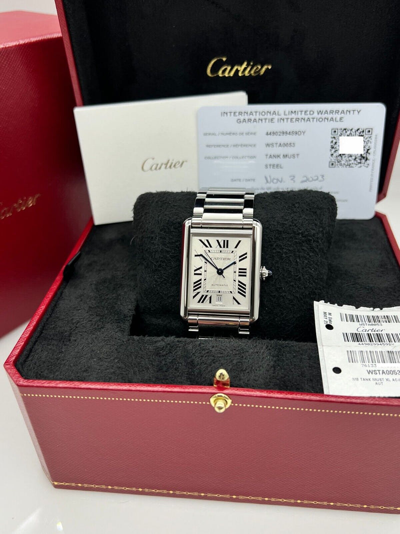 Cartier Tank Must XL WSTA0053 4490 Stainless Steel Box Paper 2023