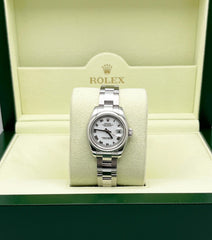 Rolex Ladies Datejust 179160 White Roman Dial Stainless Steel Box Paper