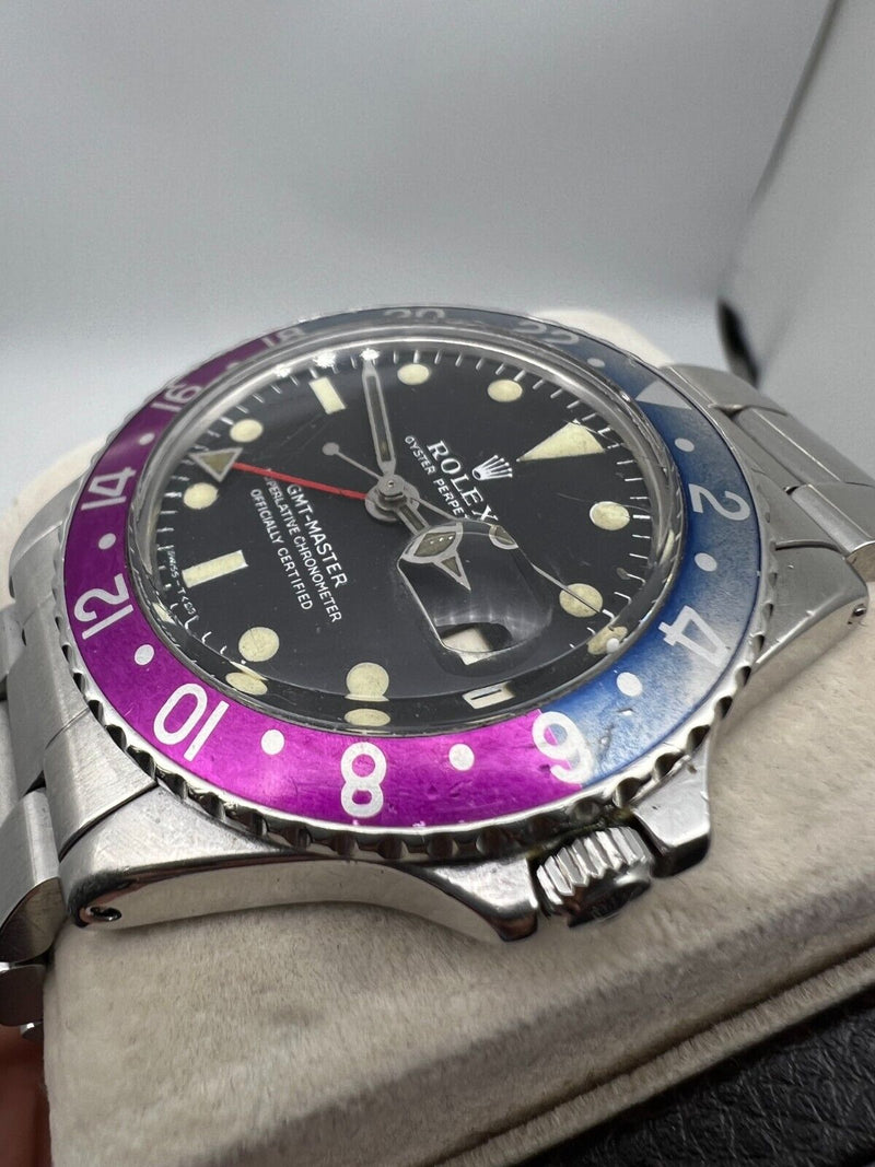 Vintage Rolex GMT MASTER 1675 Pepsi Fuchsia Bezel Long E Stainless Steel 1968