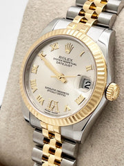 Rolex Datejust Midsize 31mm 178273 Silver Diamond VI 18K Gold Steel Box Paper