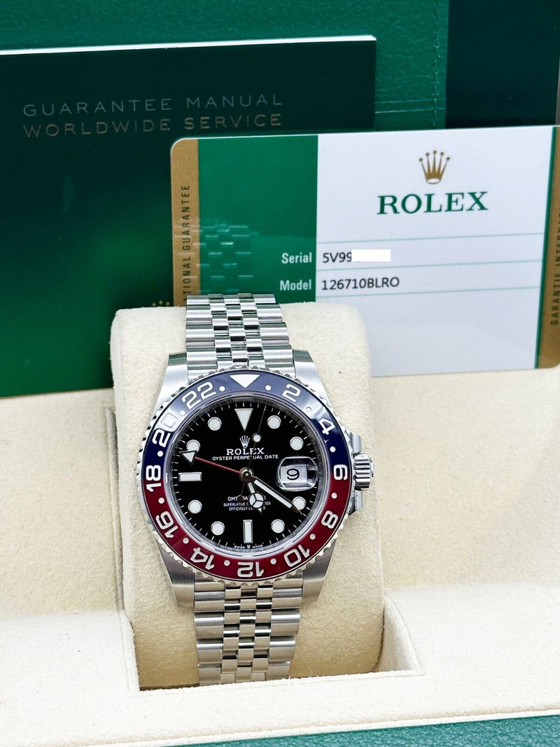 Rolex GMT Master II Pepsi Jubilee 126710BLRO Ceramic Bezel Stainless Box Paper