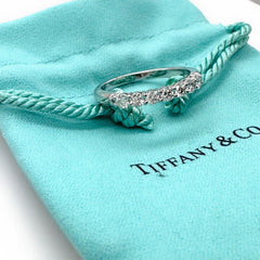 Tiffany & Co Forever Half Circle Diamonds  3 MM Platinum Band Ring Size 5.75