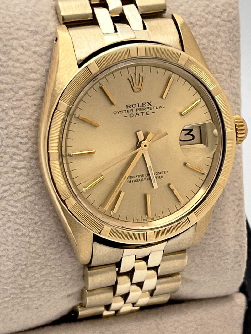 Rolex Date 1503 Champagne Dial 14K Yellow Gold Jubilee Band 34mm