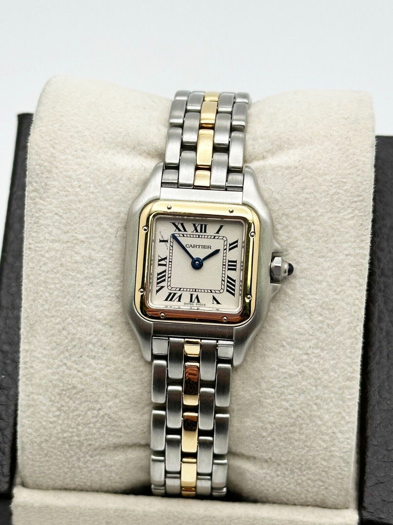 Cartier 6692 Ladies Panthere One Row 18K Yellow Gold Stainless Steel Box Paper