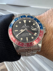 Vintage 1675 Rolex Pepsi GMT Master Long E Stainless Steel Jubilee All Original