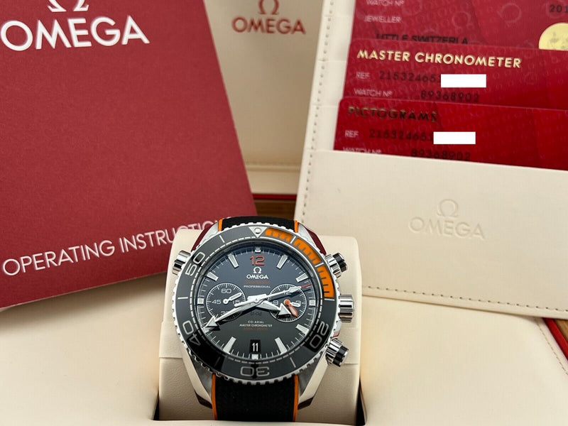 Omega Seamaster Planet Ocean 215.32.44.21.01.001 Steel Black Orange Box Paper