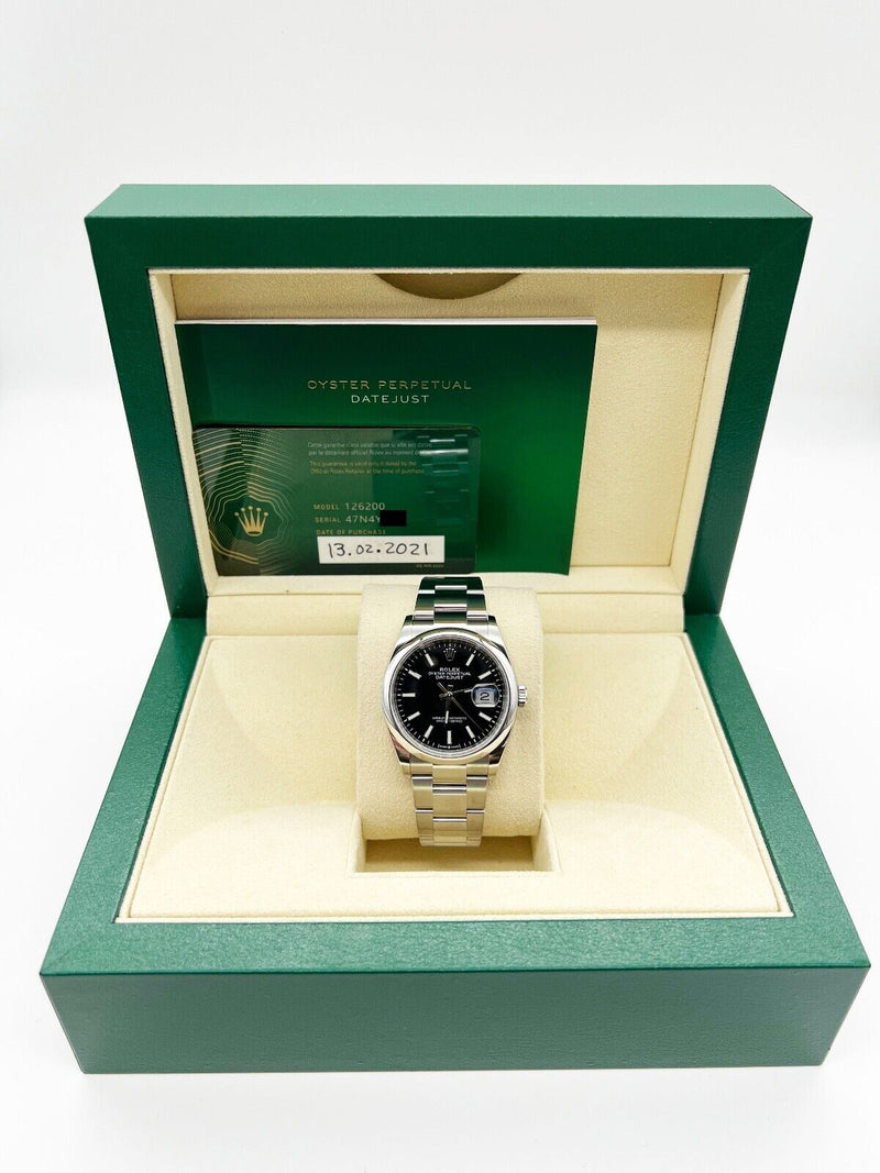 Rolex 126200 Datejust 36mm Black Dial Stainless Steel Box Paper 2021