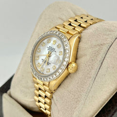 Rolex Ladies President 6917 MOP Diamond Dial Diamond Bezel 18K Yellow Gold