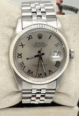 Rolex Datejust 16014 Roman Dial 18k Gold Bezel Stainless Steel Jubilee Band