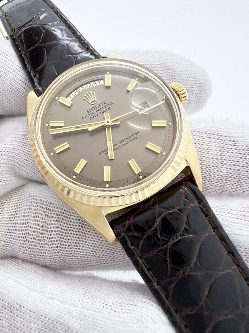 Rolex 1803 President Day Date Rare Bronze Wide Boy Dial 18K Yellow Gold