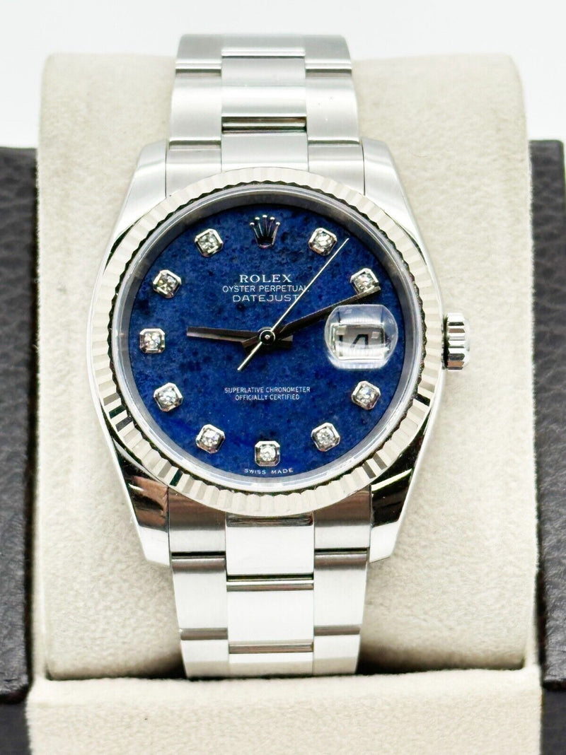 Rolex 116234 FACTORY Sodalite Diamond Dial Stainless 18K Gold Box Paper 2006