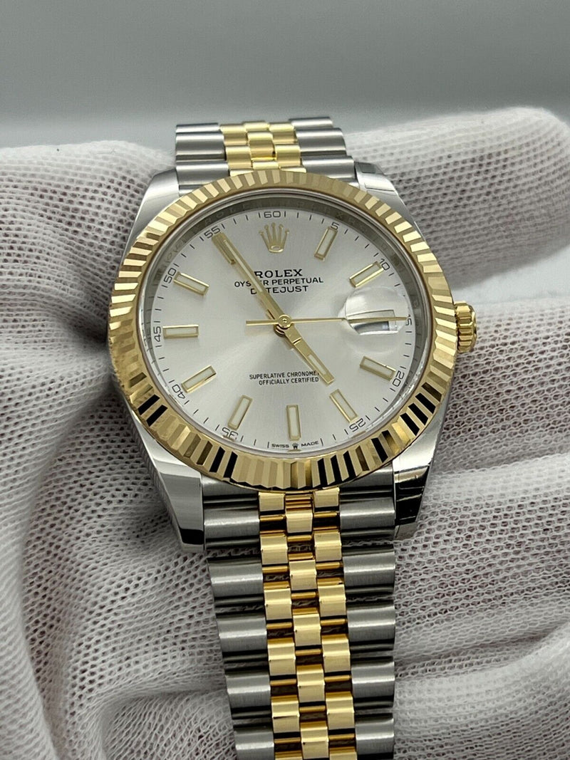 2024 Rolex Datejust 41 Silver Dial 126333 18K Yellow Gold Steel Box Paper