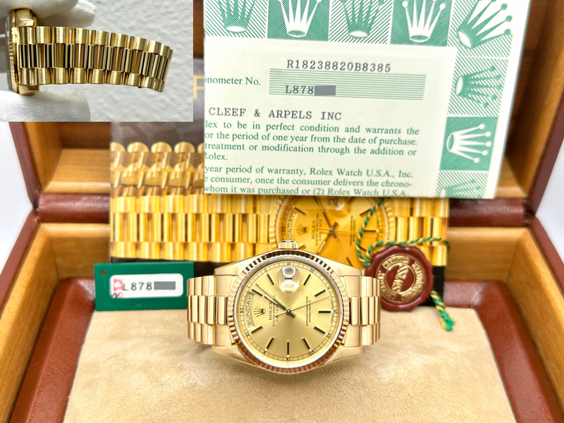 Van Cleef & Arpels Rolex Day Date President 18238 VCA 18K Yellow Gold