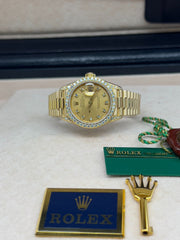 Rolex Ladies President 69158 Factory Diamond Dial Diamond Bezel & Lugs 18K Gold