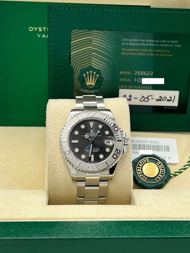 Rolex Yacht Master 37 268622 Rhodium Dial Platinum Bezel Steel Box Paper 2021