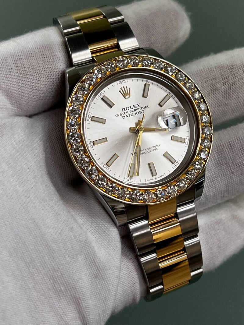 Rolex 126333 Datejust 41 Silver Dial Diamond Beze18K Yellow Gold Stainless Steel