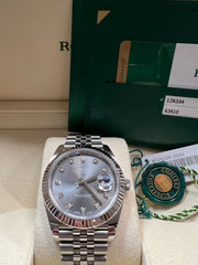 Rolex 126334 Datejust 41 Rhodium Diamond Dial Stainless Steel Box Paper