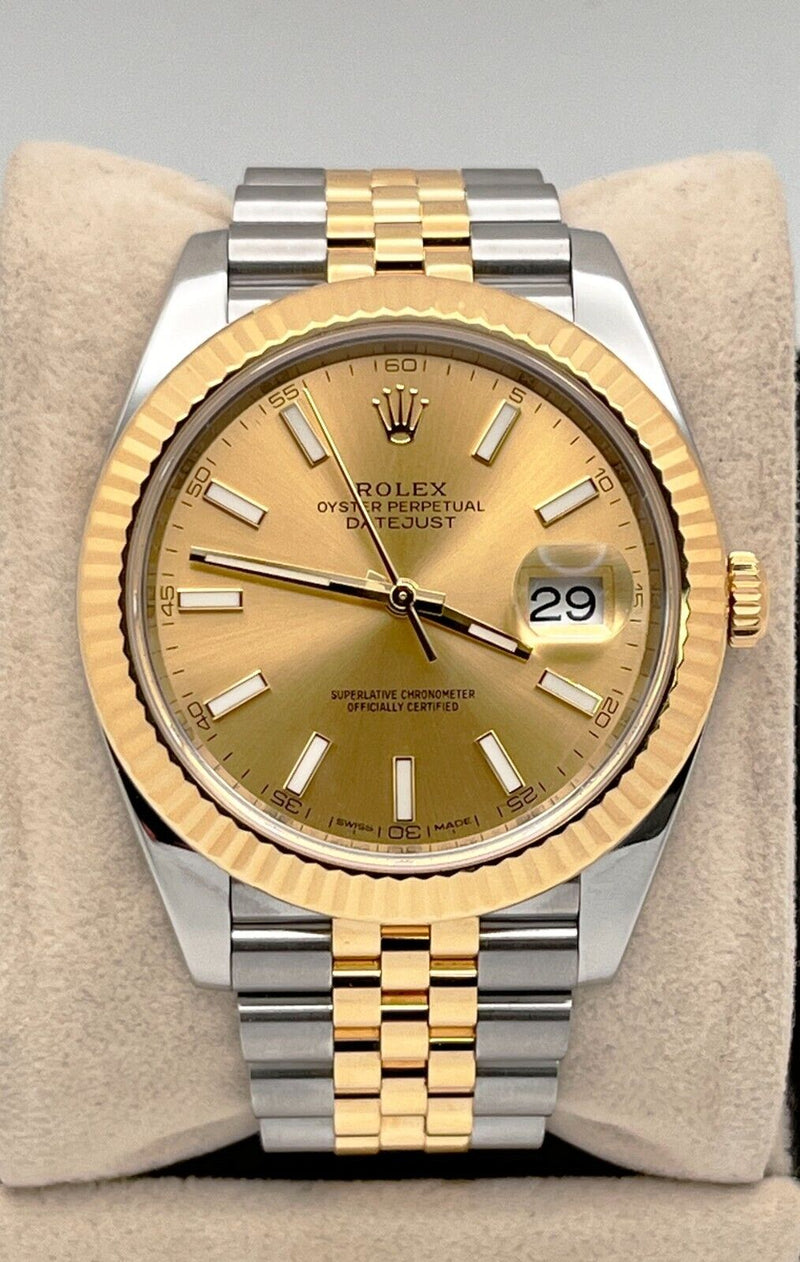 Rolex 126333 Jubilee Datejust 41 Champagne Dial 18K Yellow Gold Steel Box Paper