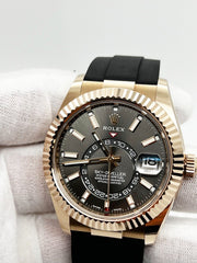 2023 Rolex Sky Dweller Oysterflex 326235 Rhodium Dial 18K Rose Gold Box Paper