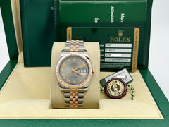 Rolex Datejust 116231 36mm Silver Roman Dial 18K Rose Gold Steel Box Paper