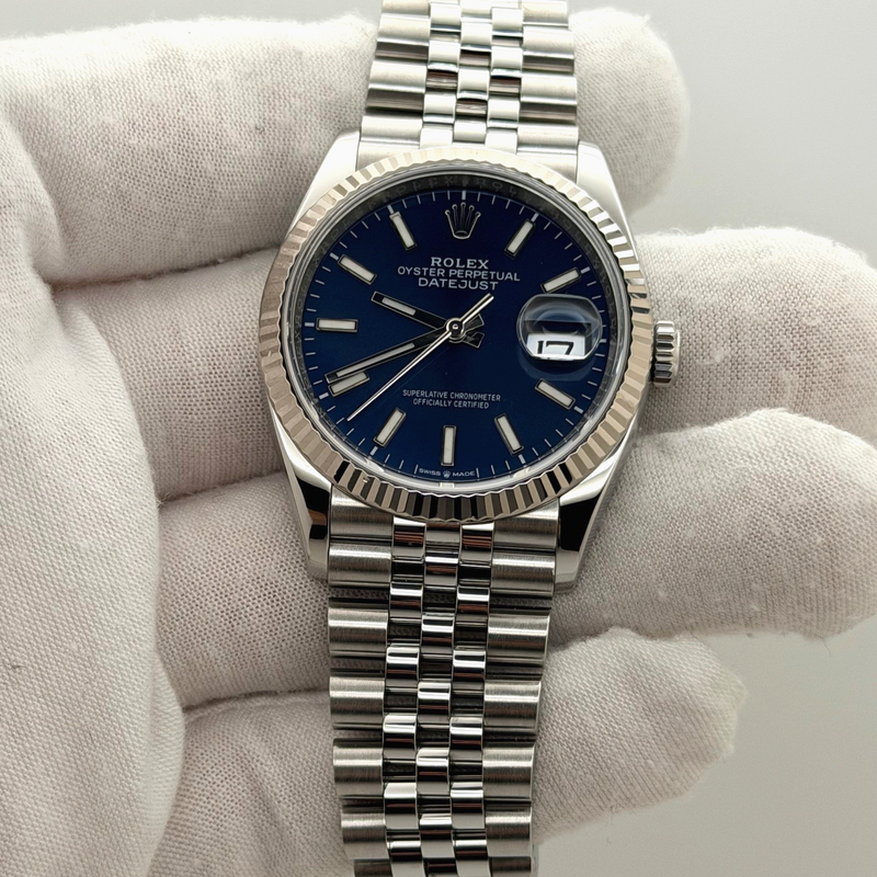 Rolex Datejust 36 126234 36mm Blue Dial 18k Gold Steel Jubilee Box Pap