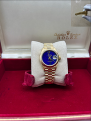 Rolex President Datejust Ladies 69178 Factory Lapis Lazuli Dial 18K Yellow Gold