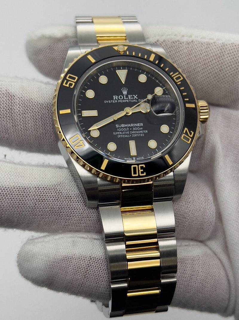 Rolex Submariner 126613LN 41mm Black Ceramic 18K Yellow Gold Steel Box Paper