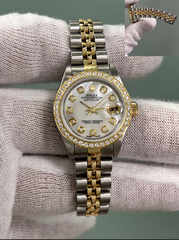 Rolex Ladies Datejust 79173 MOP Diamond Dial Bezel 18K Yellow Gold Steel 26mm