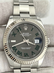 Rolex Datejust 41 126334 Slate Wimbledon Dial 18K White Gold Steel Box Paper