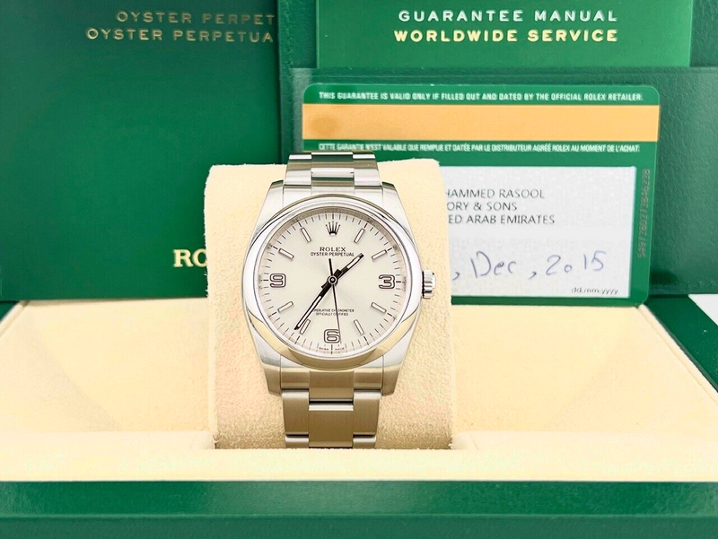 Rolex Oyster Perpetual 116000 36mm Silver Dial Stainless Steel Box Paper 2015