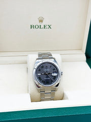 Rolex 126334 Datejust 41 Slate Wimbledon Dial Stainless Steel 18K Gold Bezel Box