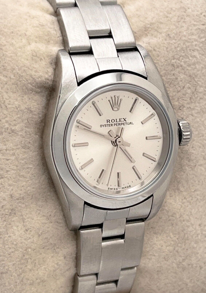 Rolex Ladies Oyster Perpetual 76080 Silver Dial Stainless Steel