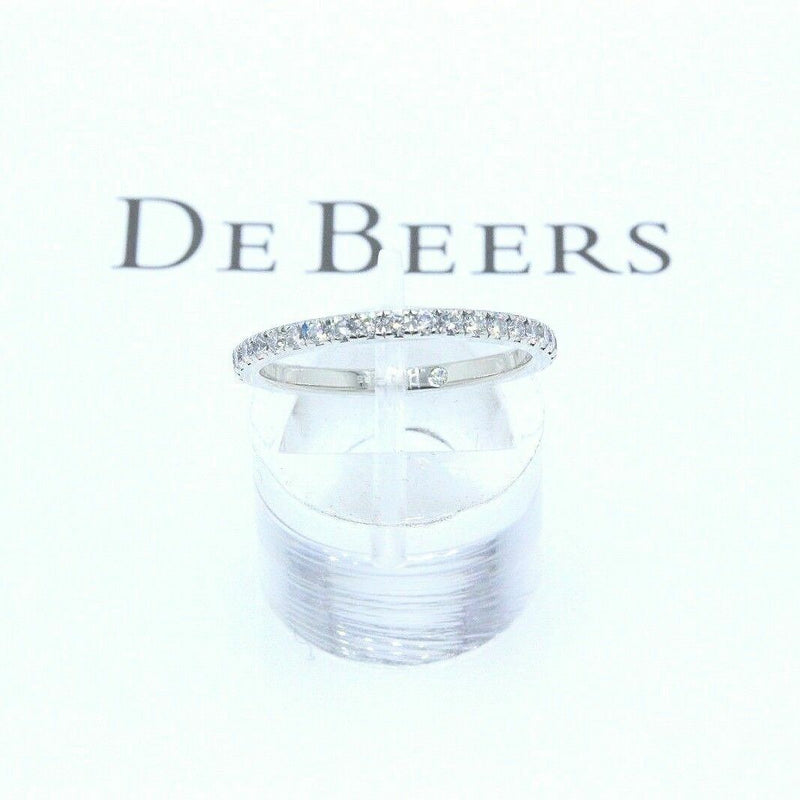 De Beers Platinum Diamond 0.60 TCW Classic Full Pave Wedding Band Ring Papers