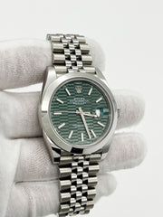 Rolex Datejust 41 126300 Green Motif Dial Steel Jubilee Band Box Paper 2023